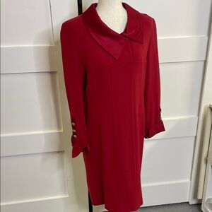Louis Feraud Red Long Sleeve Dress - Sz 10